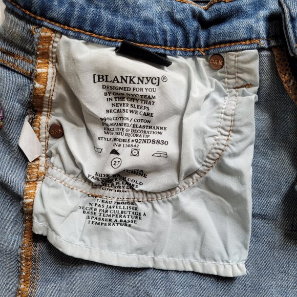 Blank NYC jean shorts boho denim cut off sun rainbow embroidery coastal cowgirl - Picture 14 of 15